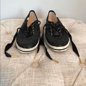 EUC Kate Spade x KEDS black glitter shoes sz 6